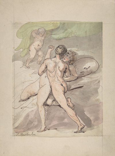 Nude Couple Embracing by Thomas Rowlandson
