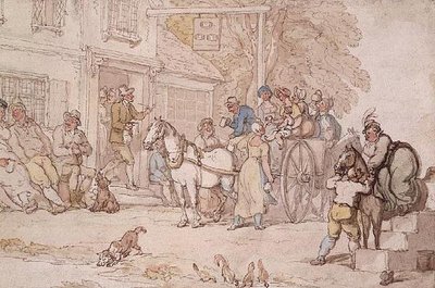 Outside an Inn by Thomas Rowlandson