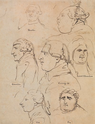 Studies of George III and Statesmen by Thomas Rowlandson