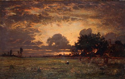 Sunset over the Plain of Barbizon by Thomas Rowlandson