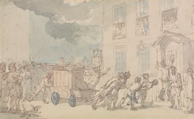 The Arrival of the Fire Engine by Thomas Rowlandson