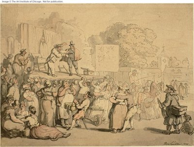 Village Fair: Harlequin and Quack by Thomas Rowlandson