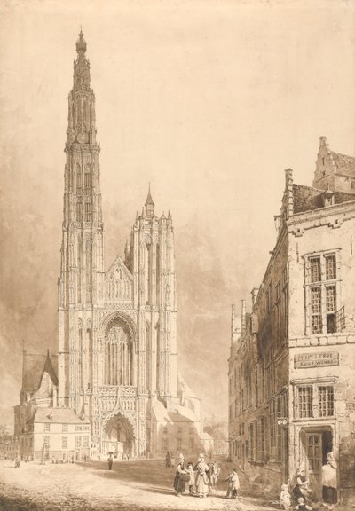 View of Antwerp Cathedral by Thomas Sidney Cooper