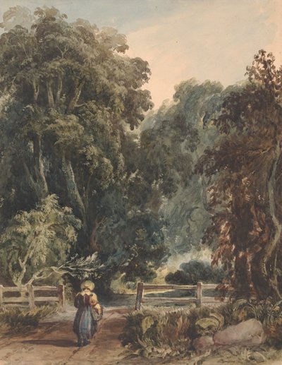 Girl on Lane, Entering Wooded Area by Thomas Sully