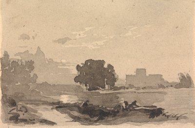 Landscape with Castle in Background by Thomas Sully