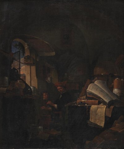 An Alchemist in his Laboratory by Thomas Wijck