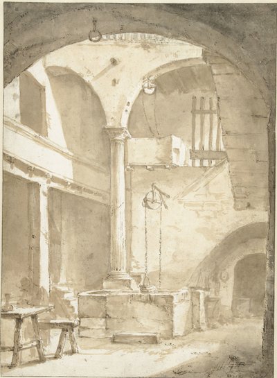 Italian Courtyard with a Well by Thomas Wijck