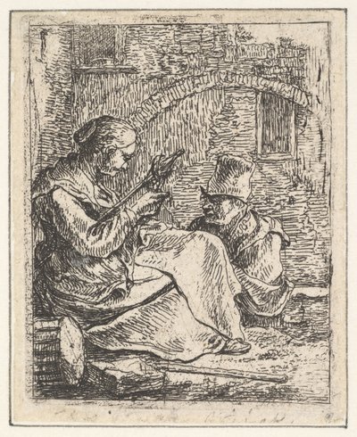 Woman Spinning by Thomas Wijck