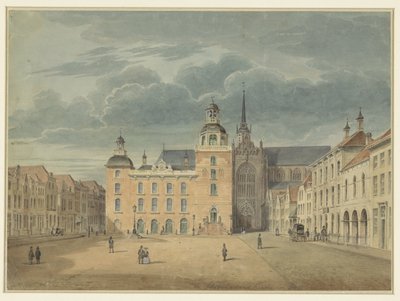 Town Hall and Church in Goes (Zeeland) by Théophile Schuler (possibly)