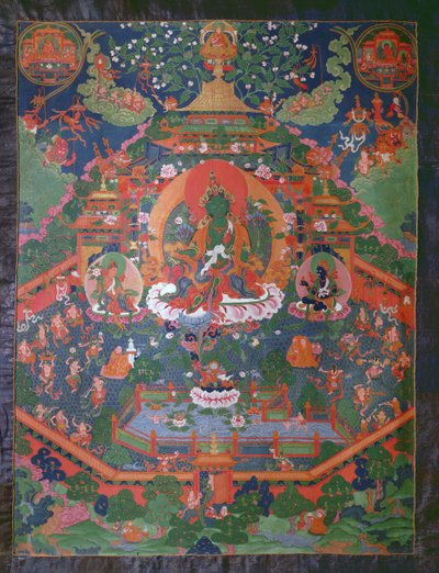 Thangka Depicting Green Tara by Tibetan School