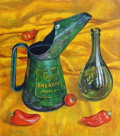 Oil Can with Red Peppers, 2017 by Tilly Willis