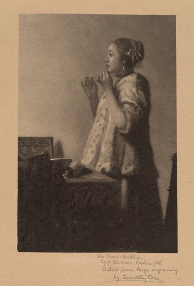 The Pearl Necklace by Timothy Cole after Johannes Vermeer