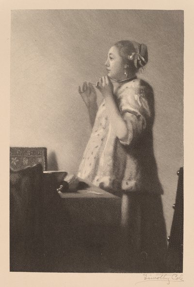 The Pearl Necklace by Timothy Cole after Johannes Vermeer