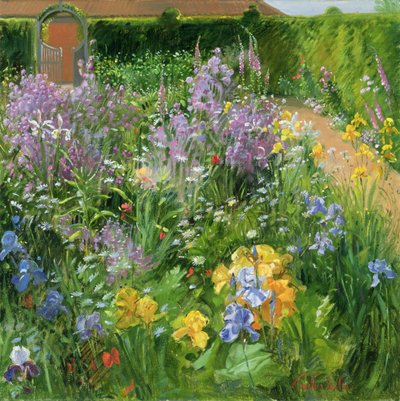 Sweet Rocket, Foxgloves and Irises by Timothy Easton