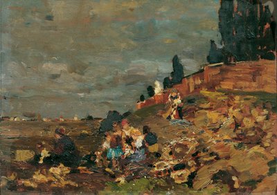 Children by the Cemetery Wall by Tina Blau