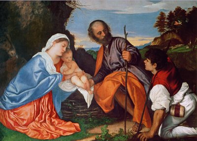 The Holy Family and a Shepherd, c.1510 by Tiziano Vecelli