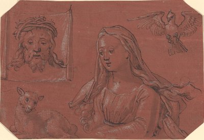 Studies of Sudarium and Saint Agnes by Tobias Stimmer