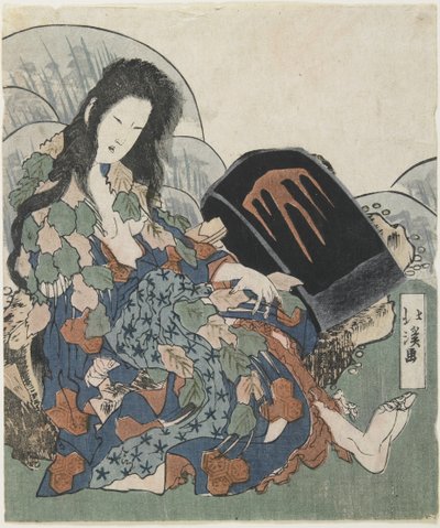 Mountain Witch Holding a Hatchet by Toyota Hokkei
