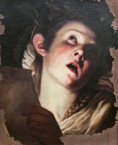 Young woman singing by Trophime Bigot