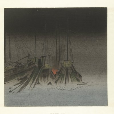 Ships at Night by Tsukioka Kogyo