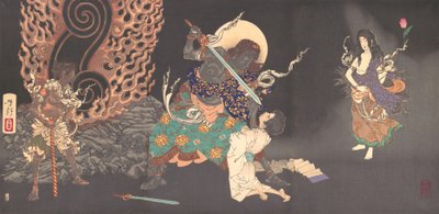 Fudo Myoo Threatening a Novice by Tsukioka Yoshitoshi