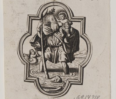 Emblem with St. Christopher by Ubekendt
