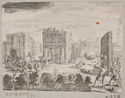 Firefight between Persians and Europeans by Ubekendt
