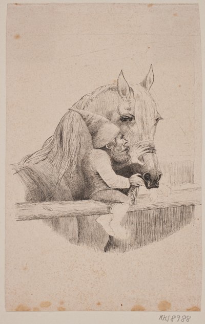 The Nisse in Tirup Feeding the White Mare by Ubekendt
