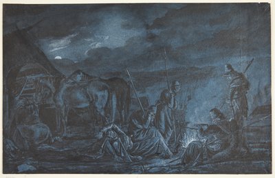 Soldiers Around a Fire by Ubekendt