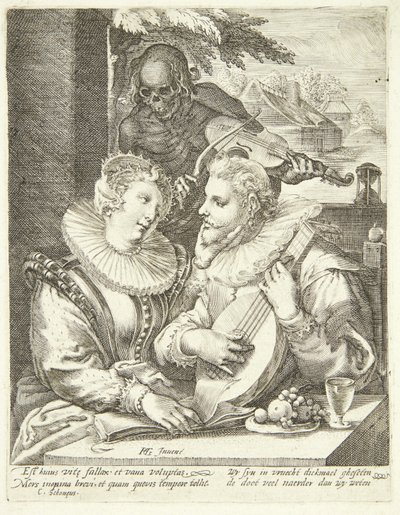 Young Couple Visited by Death by Ubekendt