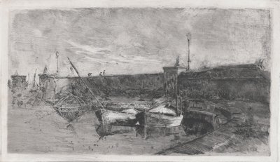 The Harbor at Viareggio by Uberto dell