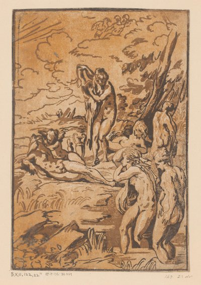 Bathing Nymphs by Ugo da Carpi (possibly)