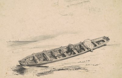 A Beached Longboat, 19th century by Unbekannt