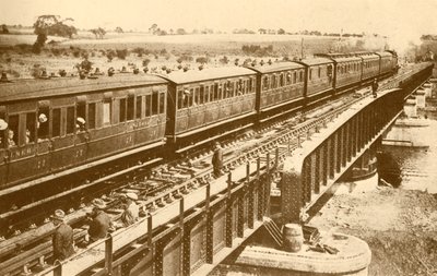 A Train Passing Over The Bridge by Unbekannt