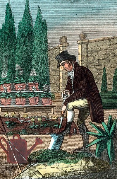 A Gardener Digging with a Spade, 1821 by Unbekannt