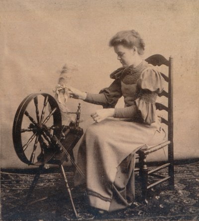 A Lady at a Spinning Wheel by Unbekannt