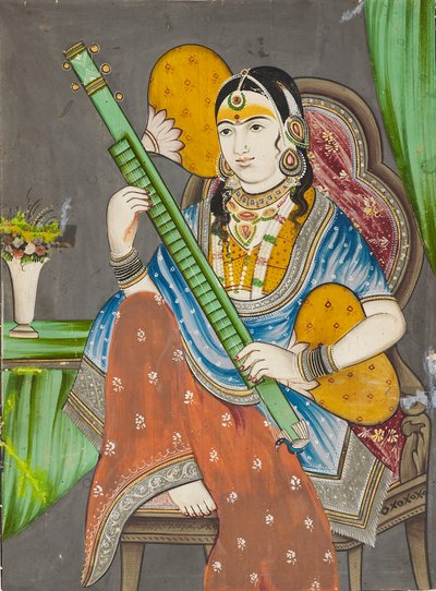 A Lady Playing a Vina by Unbekannt