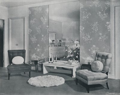 A modern bedroom inspired by the Chinese, 1942 by Unbekannt
