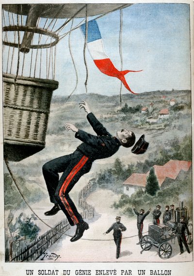 A Soldier Carried Aloft by a Balloon by Unbekannt