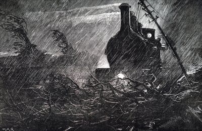 A Train Halted by Debris on the Track by Unbekannt