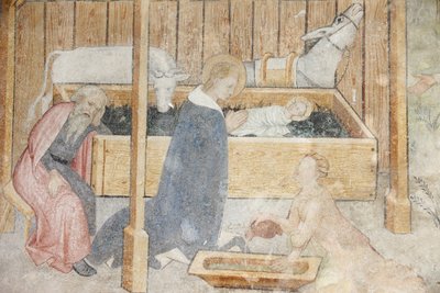 Abondance Abbey Church fresco: Nativity Scene, Abondance, France by Unbekannt