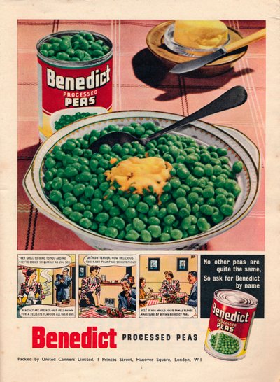 Advert for Benedict processed peas by Unbekannt