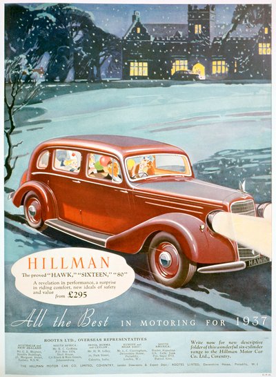 Advert for Hillman Motor Cars by Unbekannt