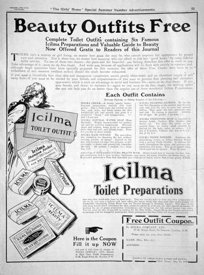 Advert for Icilma Toilet Preparations, 1913 by Unbekannt