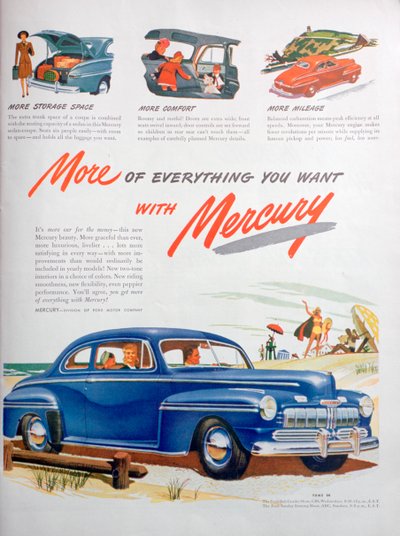 Advert for Mercury Motor Cars by Unbekannt