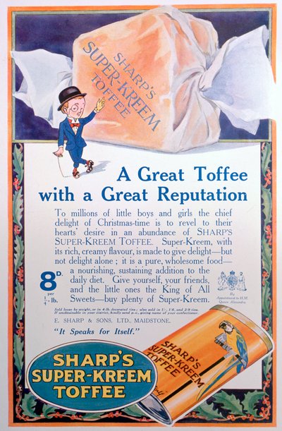 Advert for Sharps Super-Kreem Toffee, 1922 by Unbekannt
