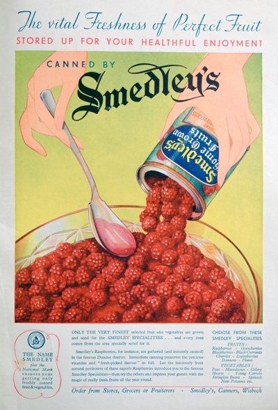 Advert for Smedleys tinned fruit, 1936 by Unbekannt