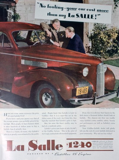 Advert for the LaSalle V8 Car by Unbekannt