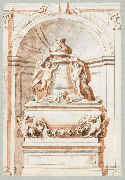 Album Page, A Tomb Monument by Unbekannt