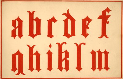 Alphabet, letters a-m, lower case by Unbekannt